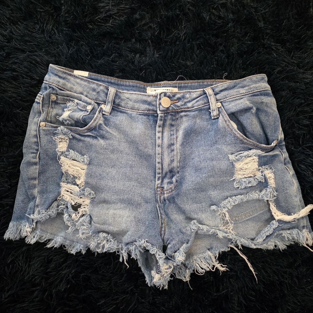 Almost Famous Blue Distressed Jean Shorts